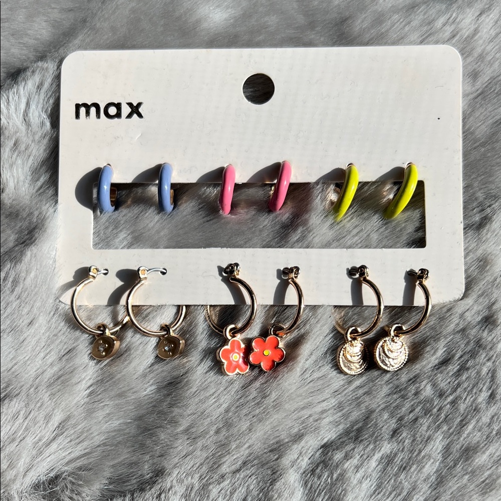 Max Edition Multicolor 6 piece Hoop and Stud Earring Set from dubai